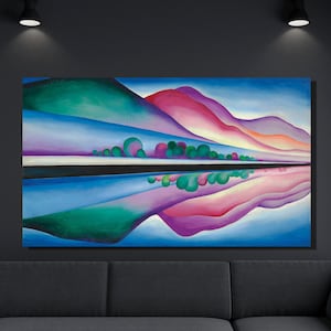 Georgia O&#39;Keeffe Canvas Wall Art, Georgia O&#39;Keeffe Lake George Reflection Art Print, Reproduction Art, American Modernism,Home&Office Decor1