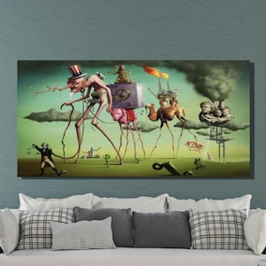 Salvador Dali Canvas Wall Art, Salvador Dali The Temptation of Saint Anthtony Canvas Home Office Canvas Surrealism Art, Large Poster 25