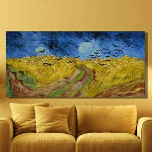 Vincent van Gogh Canvas Wall Art, Van Gogh Wheatfield with Crows, Art Reproduction, Van Gogh Artwork,Framed Poster Print Home&Office Decor34
