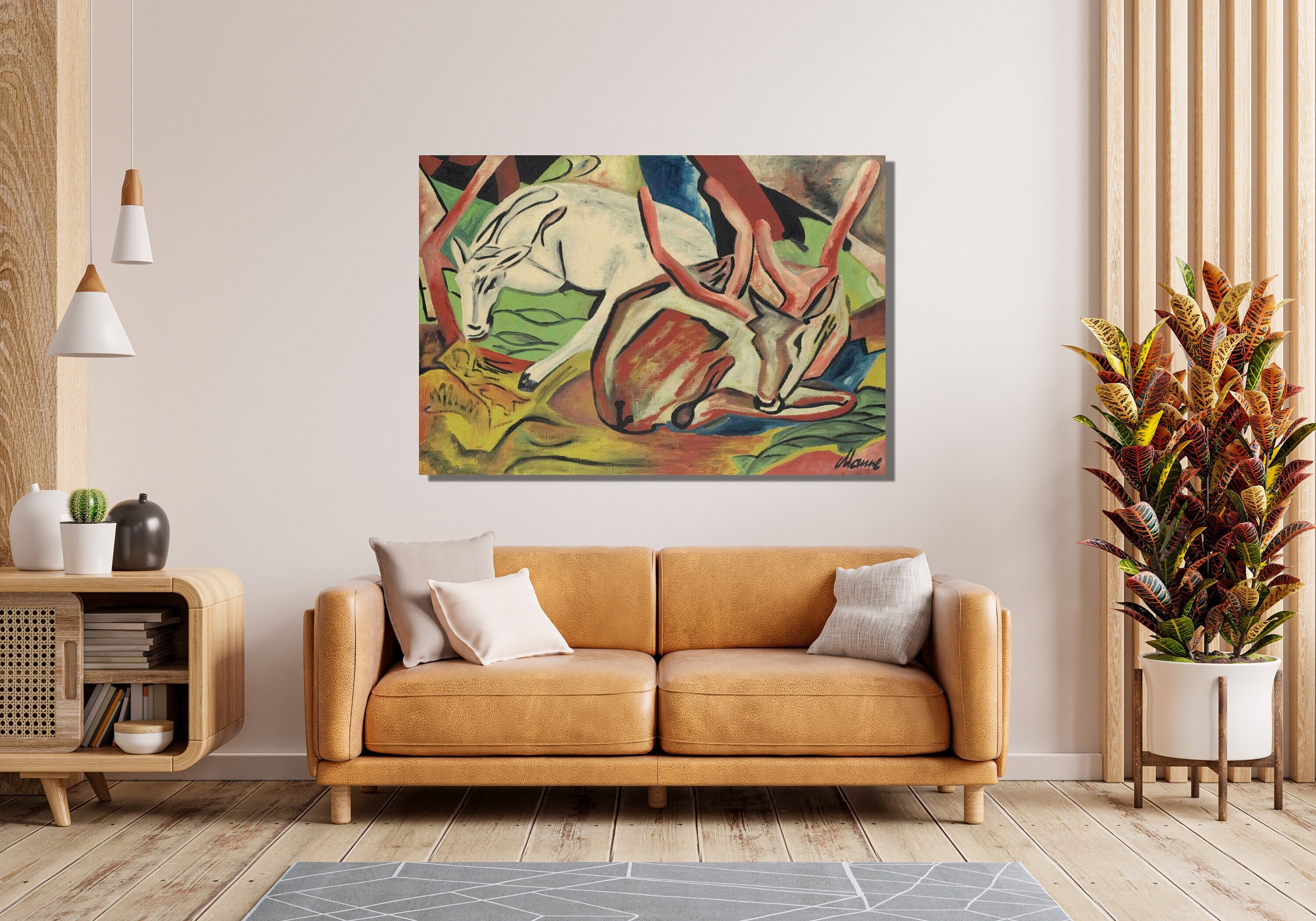 Franz Marc Canvas Wall Art, Deer in the Forest by  Franz Marc, Abstract Art, Reproduction Print, Expressionism,Home&Office Wall Decor Gift 9