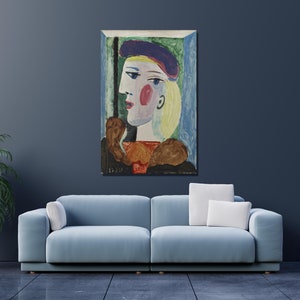 Pablo Picasso Canvas Wall Art, Pablo Picasso Femme au Bêret Mauve Print, Surrealism Art, Reproduction Print, Home&Office Wall Decor Gift 10