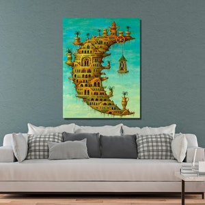 Salvador Dali Canvas Wall Art, Living on the Moon by Salvador Dali Poster Print, Surrealism Art, Reproduction Art, Home&Office Decor Gift 9