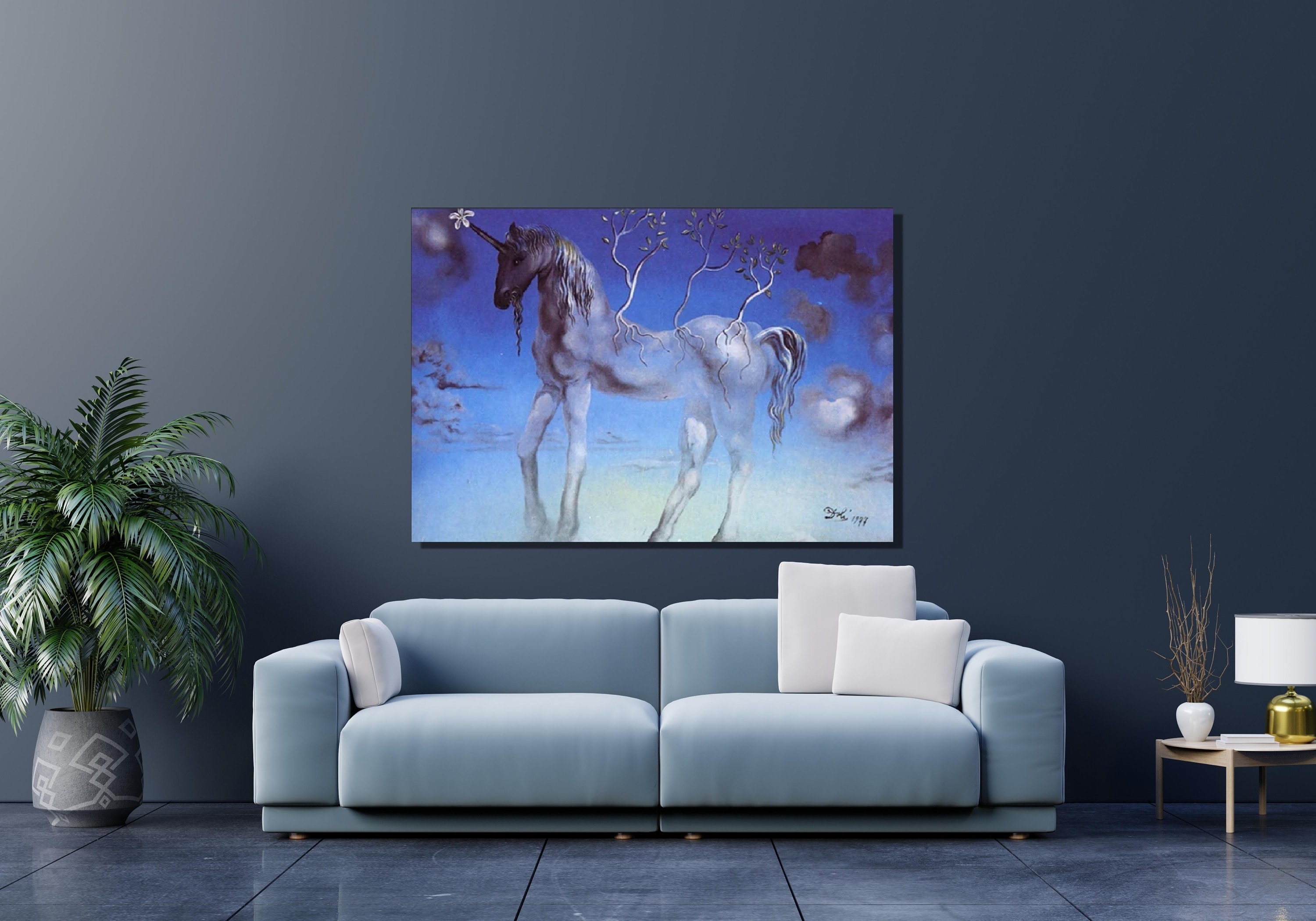 Salvador Dali Canvas Wall Art, Salvador Dali Unicorn Painting Art Print, Abstract Art, Canvas Poster&Panel, Modern Living Room Decor Gift 23