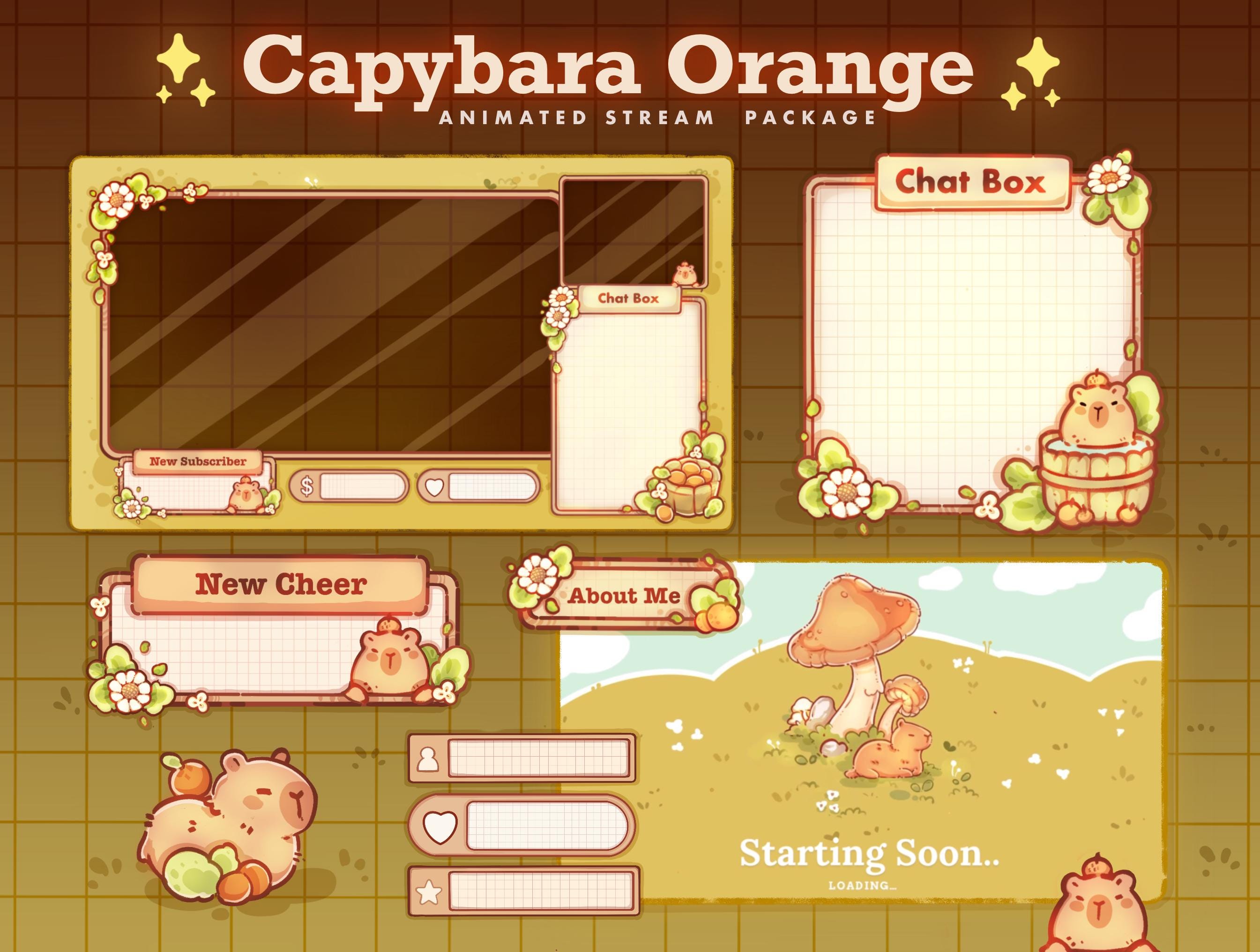 Capybara Orange Stream Package for Twitch | Custom Cozy Streaming ...