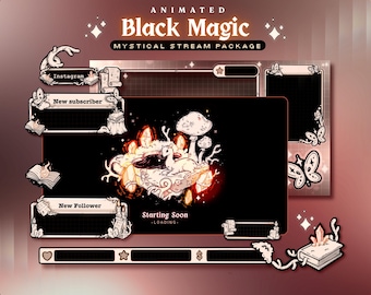 Black Magic Stream Package for Twitch | Witchy Mystical Theme | Animation Gothic Twitch Overlays Package
