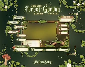 Animated Forest Garden Stream Package, Twitch screen, Cozy Forest Overlay Stream Package, Night Twitch Cute Overlay Vtuber star overlays