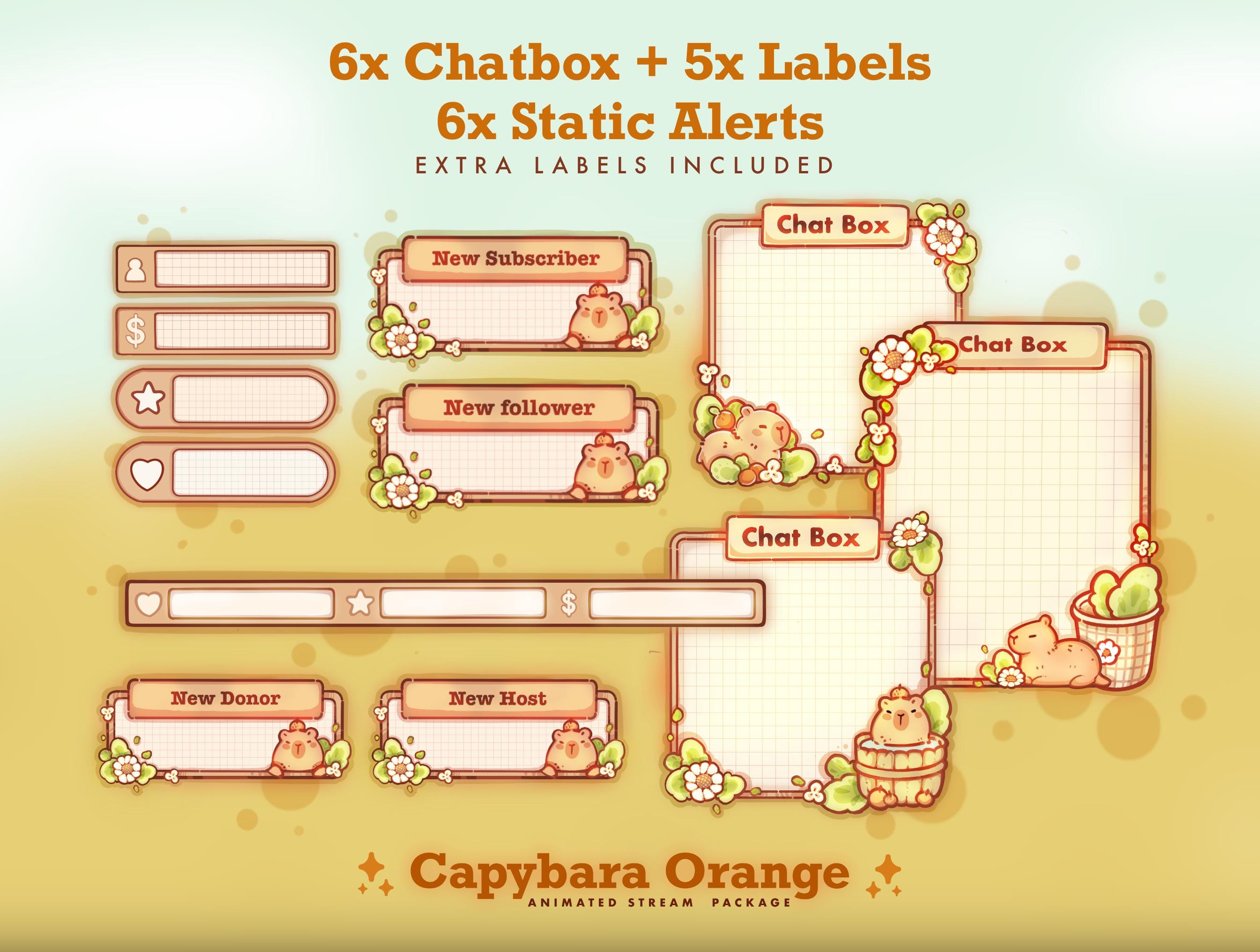 Capybara Orange Stream Package for Twitch | Custom Cozy Streaming ...