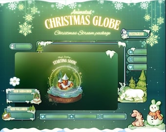 Magical Christmas globe Stream Package for Twitch | Custom Cozy Winter Streaming | Animated Reindeer Snow Theme Package | Christmas Gifts