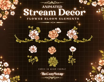 7x Animated Flower Plant Vine Stream Decoration | Blooming Magical Leaves, Hanging Plants, Floral Decor Elements for Streamers