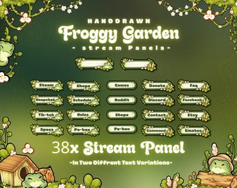 Froggy Garden Twitch Stream Panels | Cozy Garden Stream Panels for Twitch Youtube | Kawaii Theme