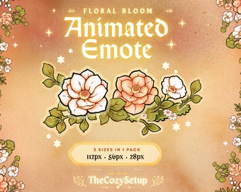 Animated Floral Blooms Emote: 3x Blooming Emote for Streaming, Cute Plant Twitch Stream Package Emotes, Twitch/Discord Stream