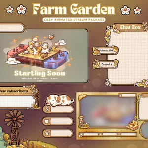 Farm Garden Stream Package for Twitch | Custom Cozy Streaming | Animated Twitch Overlay Pack | Kawaii Pastel Theme Twitch Package