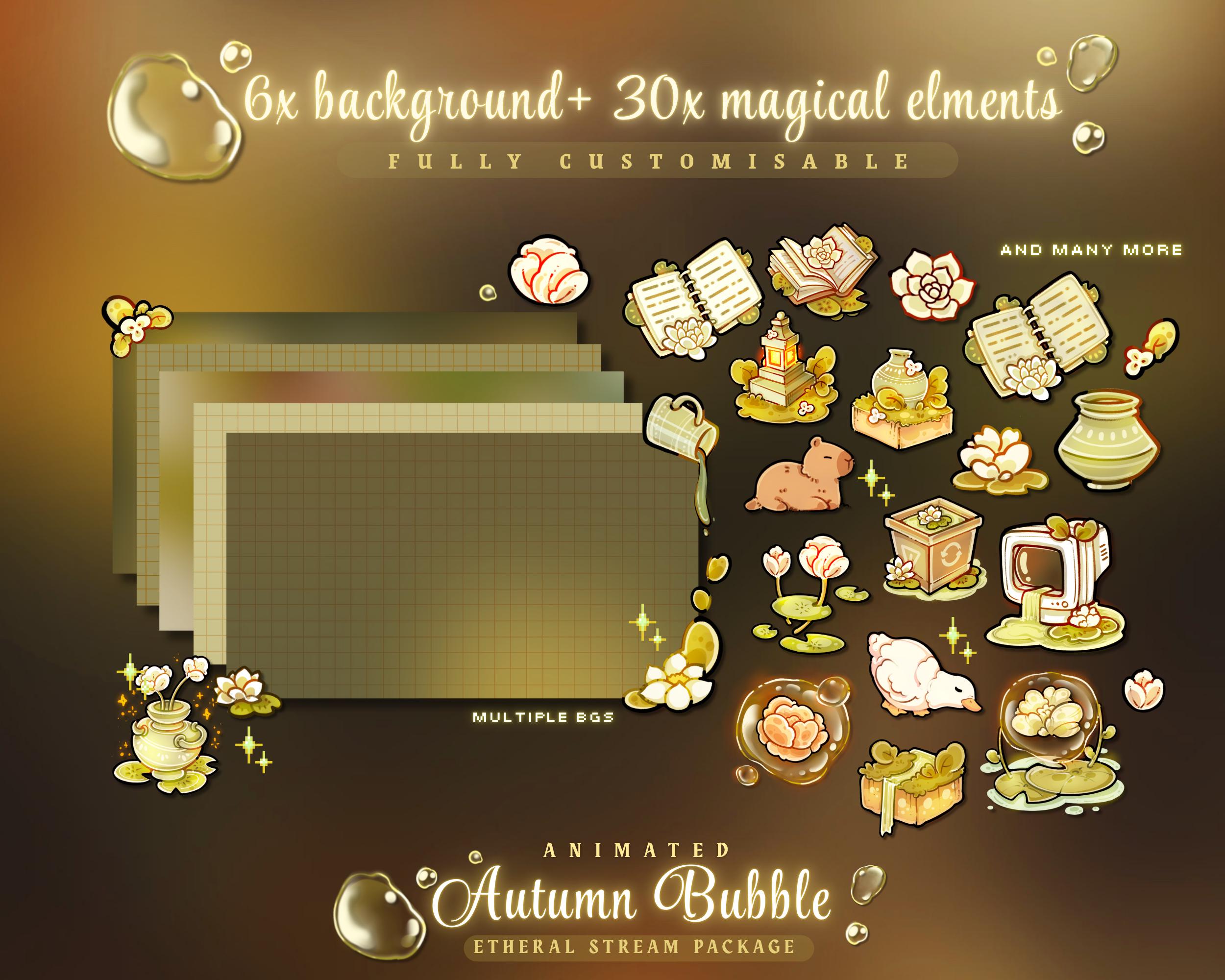 Fall Streamer Designs Autumn Bubble Stream Package for Twitch | Custom Cozy Overlays ...