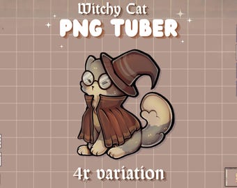 PNGTuber - Witchy Cat | Cute | Kawaii | Twitch |  | Veadotube Mini | 4x Variations | Ready to Use and Download for OBS Streamlabs