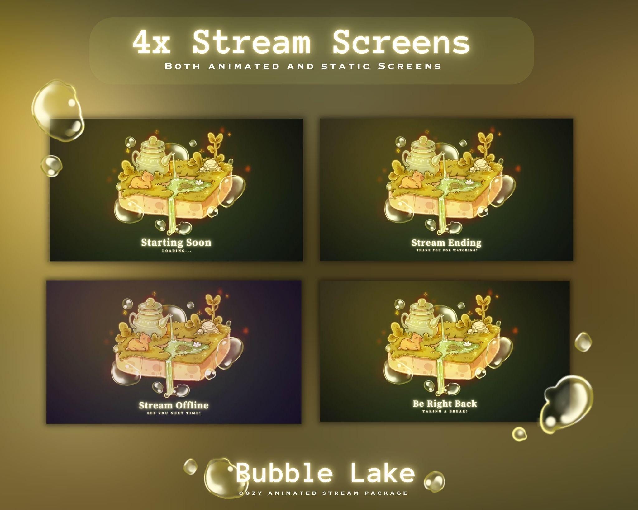 Stream Screen Butters Bubble Lake Animated Twitch Screens | Cozy Stream Screens for Twitch ...