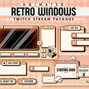 Animated Retro Stream Package for Twitch • Old Windows Computer Cozy Streaming • Y2K Animated OBS Overlay Pack • Streamlabs Overlays