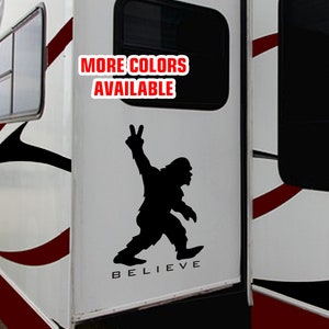 Bigfoot Yeti believe Vinyl Sticker Decal Graphic | RV Door Decal RV Slide Decal Travel Trailer Camper motorhome sasquatch graphics big foot