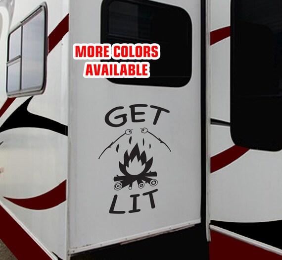 Get Lit Campfire Funny Camping RV Vinyl Graphic Sticker  display picture 2
