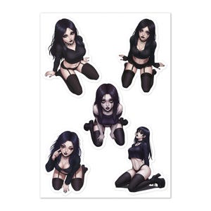 kneeling goth girls Sticker sheet