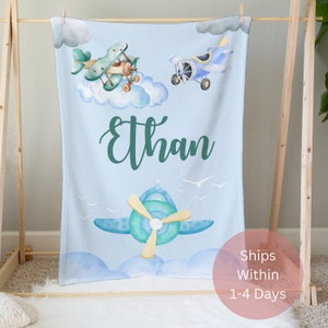 Personalized Airplane Baby Blanket: Adventure Nursery Decor