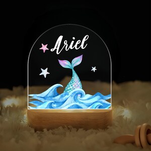 Personalized Mermaid Night Light: Custom Name LED Nursery Lamp