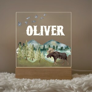Personalized LED Night Light: Nature Nursery Decor, Kids Birthday Gift