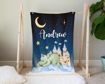 Personalized Baby Boy Dragon Blanket: Custom Name Swaddle