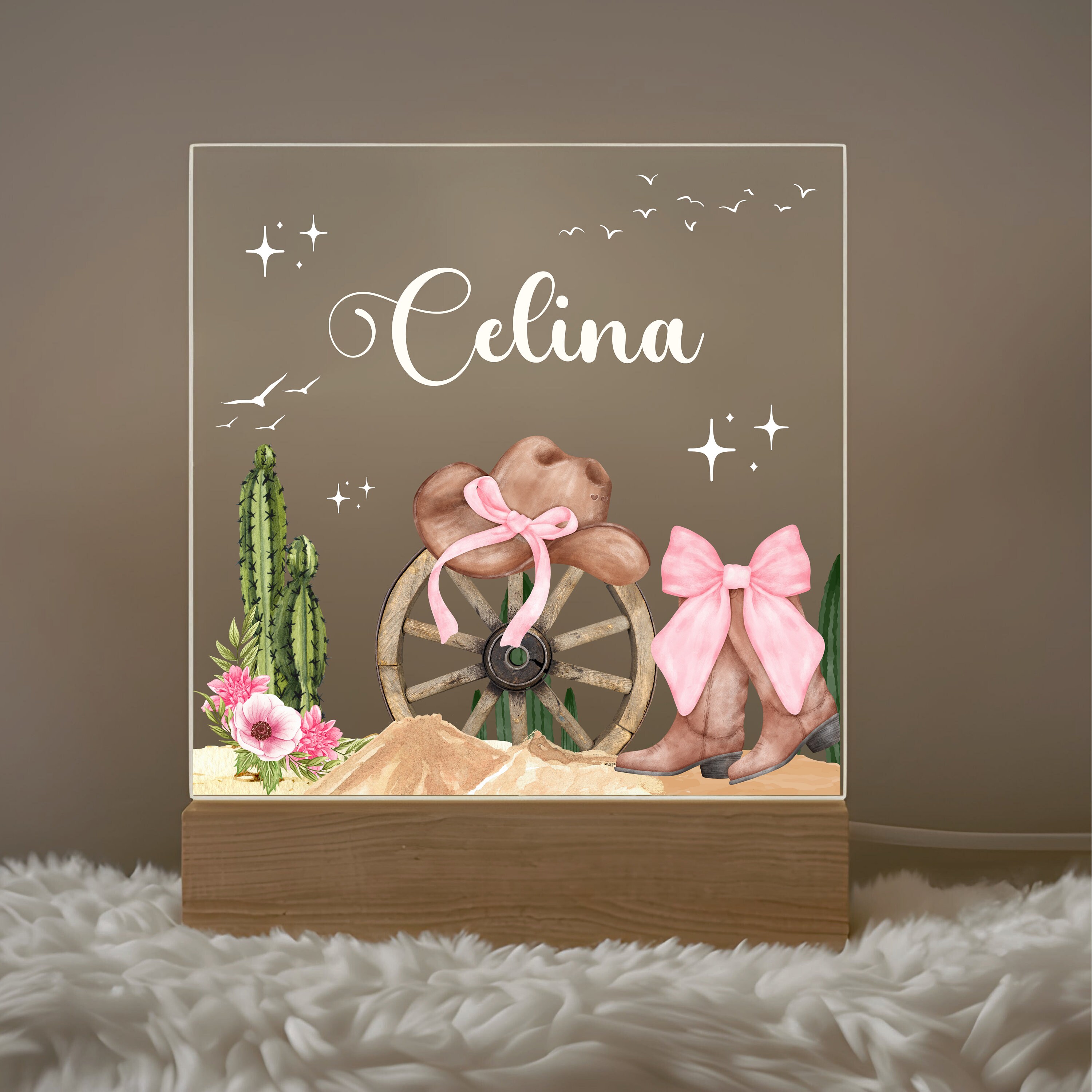 Personalized light Cowgirl Lamp, Kids Night Light, Western Bedroom Decor, Birthday Gifts for Kids, Girls Bedroom Nursery, Baby Shower Gift