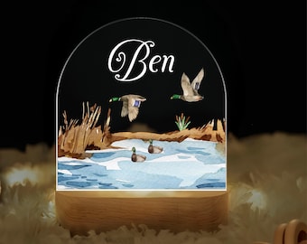 Personalized Duck Night Light – Custom Name LED Lamp, Kids Bedroom Decor, Duck Themed Nursery Light, Unique Birthday Gift for Boys and Girls