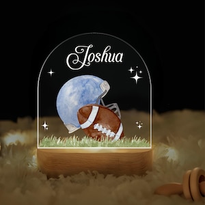 Personalized Football Night Light – Custom Name LED Lamp, Boys Bedroom Decor, Sports Themed Nursery Light, Unique Birthday Gift for Boys