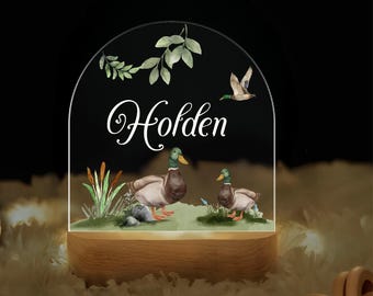 Personalized Duck Night Light – Custom Name LED Lamp, Kids Bedroom Decor, Duck Themed Nursery Light, Unique Birthday Gift for Boys and Girls