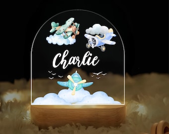 Personalized Night light LED Lamp, Kids Night Light, Aviation Bedroom Decor, Birthday Gifts for Kids, Boys Bedroom Nursery, Baby Shower Gift