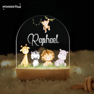 Personalized LED Animal Lamp, Kids Night Light Gift, Safari Jungle Animals Light, Birthday Gifts for Kids, Kids Bedroom Nursery Table Light