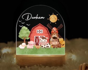 Personalized Night light , Led Lamp, Kids Night Light, Farm Bedroom Decor, Birthday Gifts for Kids, Boys Bedroom Nursery, Baby Shower Gift