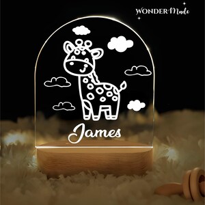 Custom Giraffe Night Light for Kids – Personalized Safari Decor, Toddler Gift, and Children&#39;s Bedroom Nightlight
