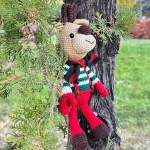 Amigurumi Christmas Reindeer, Holiday Reindeer Gift, Crochet Reindeer Doll, Christmas Ornament Reindeer, Gift for Christmas, Handmade Toy