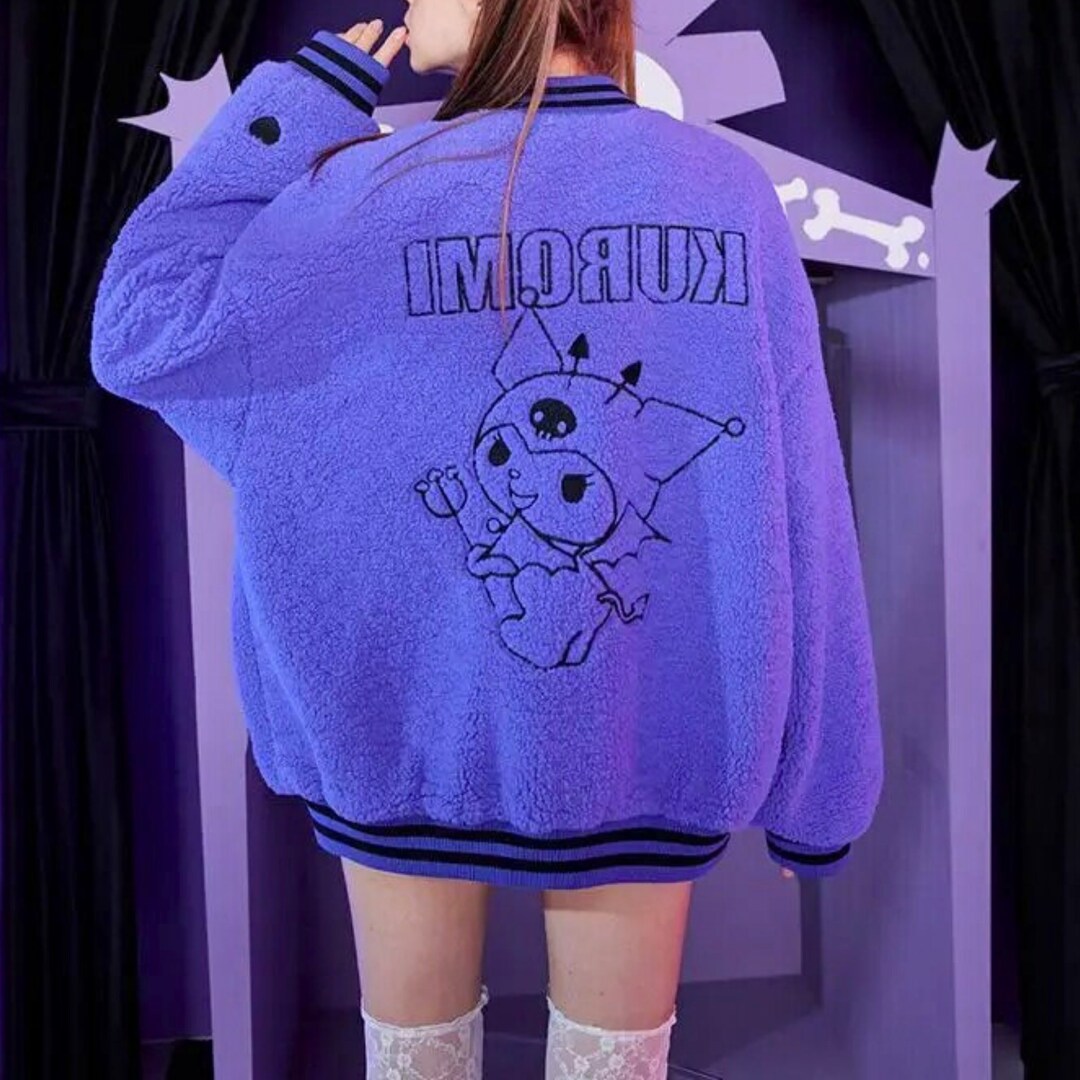 Kuromi Plush Bomber Jacket Kawaii Cute Sanrio Winter Coat Etsy