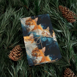 Vibrant Sleeping Kitties Gift Wrap - Orange & Blue Tabby, Cat Lovers&#39; Dream Gift Wrap