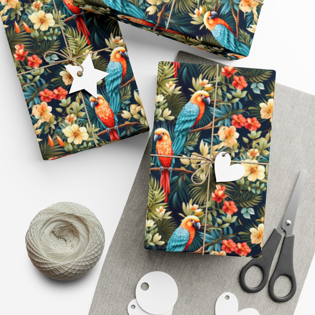 Picture of Tropical Macaw Parrot Escape - Eco-friendly Gift Gift Wrap - Etsy