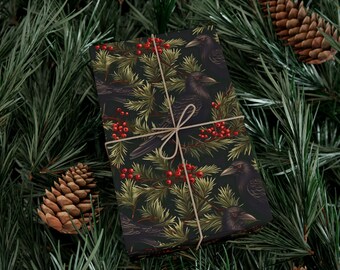 Gothic Ravens Holiday Gift Wrap - Luxurious & Eco-Friendly