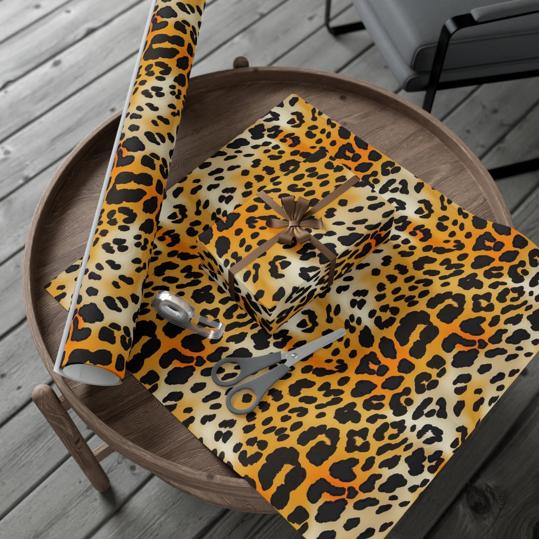 80s Retro Leopard Print Wrapping Paper - Vintage Animal Pattern Gift ...