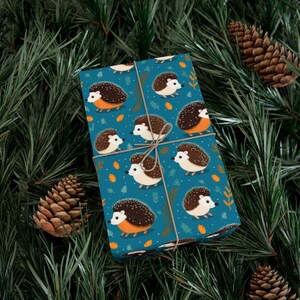 Confezione regalo giocosa con ricci per bambini / simpatico cartone animato per bambini su carta blu / riciclata stampata negli Stati Uniti