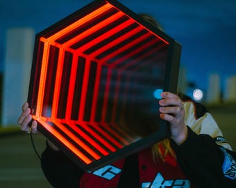 Sześciokątne lustro Infinity, grafika ścienna LED RGB do pokojów gier i nowoczesnych domów