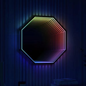 Infinity Mirror Wall Art | Geometric LED Frames in Circle, Square ...