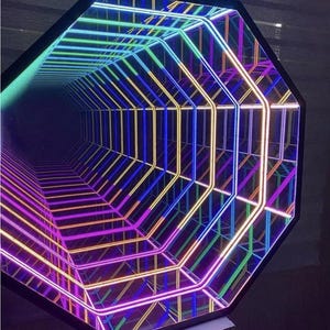 Octagon Infinity Mirror | Custom Color-Changing LED Wall Art | Geometric Modern Decor | Unique Infinity Light for Home or Office