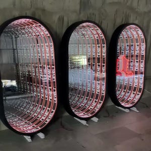 Custom Infinity Mirror – LED 3D Infinity Mirror Light Up Sign, Modern Geometric Wall Art, Business Logo, Game Room Decor Wall Art