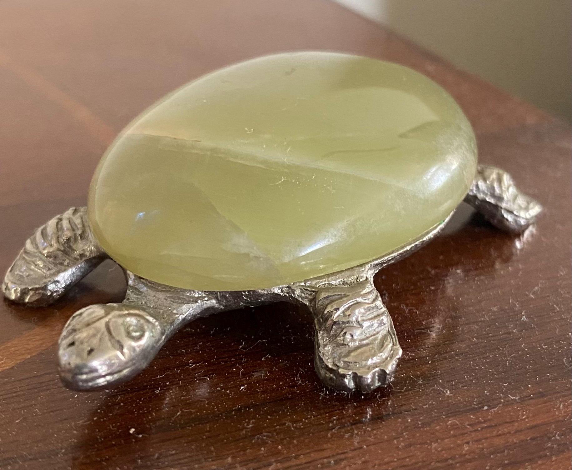 Crane and Tortoise Carved Paperweight Crane on Tortoise Bronze