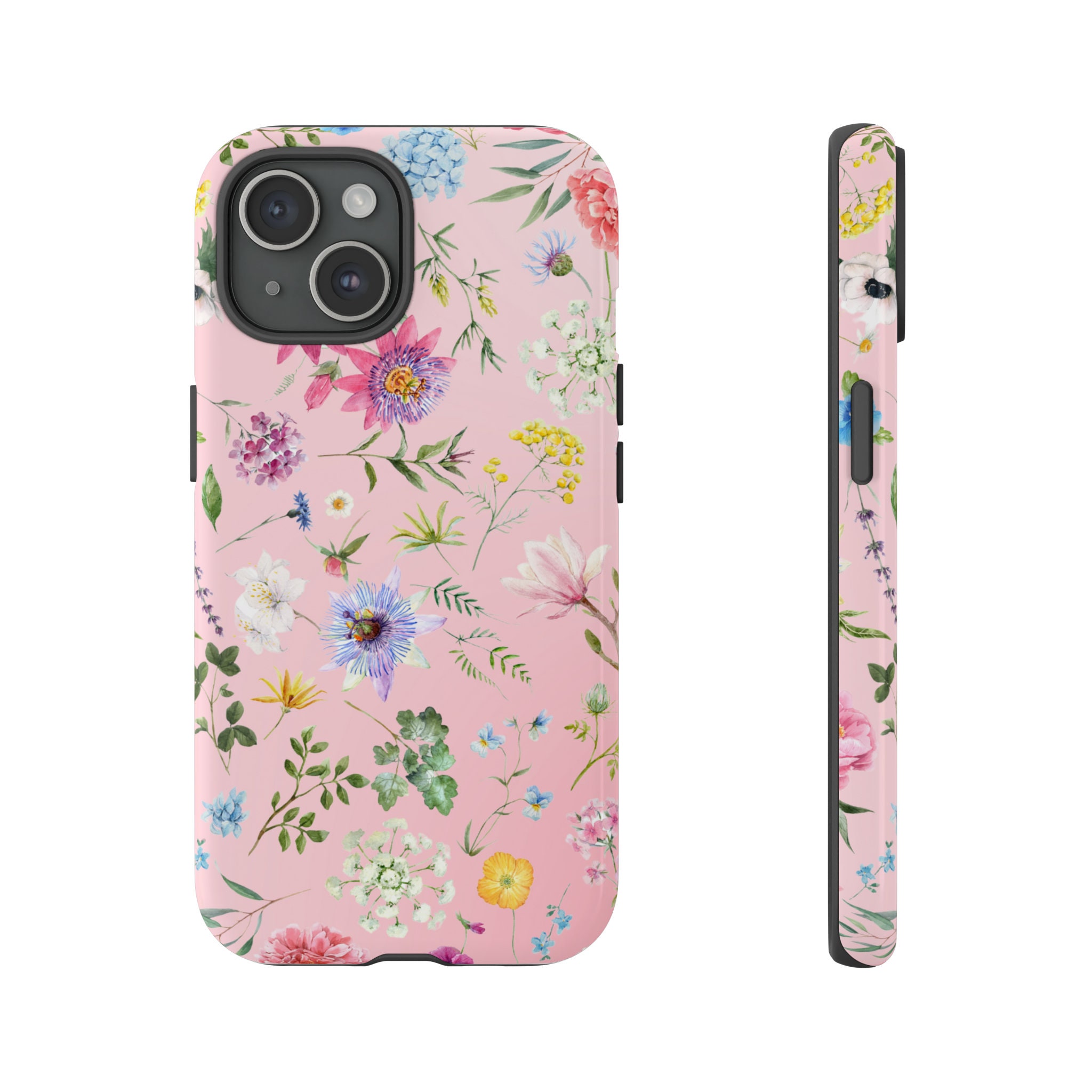 IPhone 15 Hard Case Cute Pink Gradient Floral Etsy