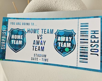 Custom Football Match Ticket Reveal: Birthday Gift, Surprise Game Voucher