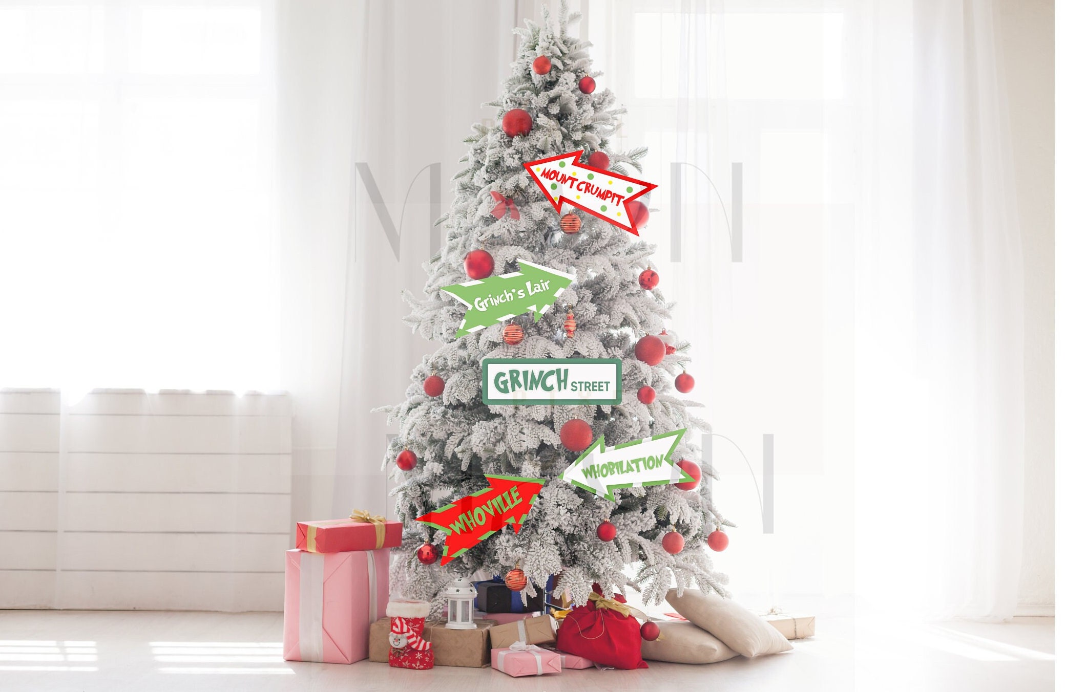 Grinch Arrows, Grinch Tree Decorations, Christmas Sign Decorations ...